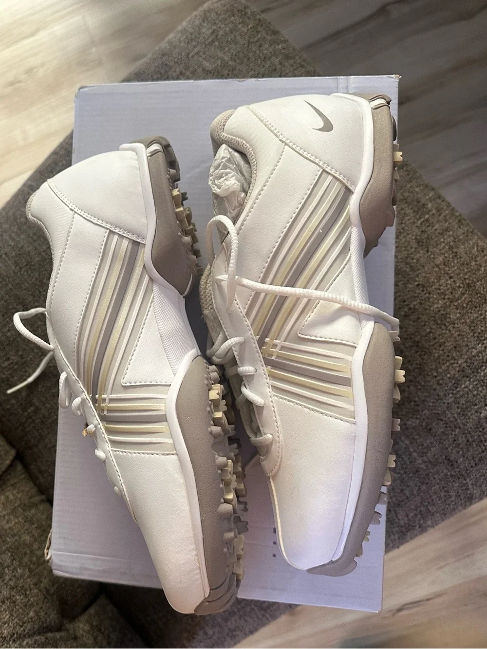 Nike Women’s White and Tan Athletic Golf Shoes